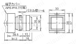 φ22 TWシリーズパイロットライト UPQW1B形定格使用電圧AC/DC6、12、24Vの場合外形図