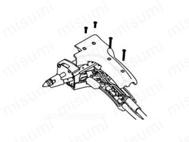 2.ネジが4本見えている側のハンドルカバーを開きます。4本のネジを外すと、開くことができます。反対側の2本のネジは緩めないでください。