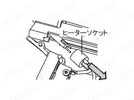 3.ヒーターからヒーターソケットを引き抜きます。このとき、必ずヒーターソケットをつかんで作業してください。電線を引っ張ると断線の恐れがあります。