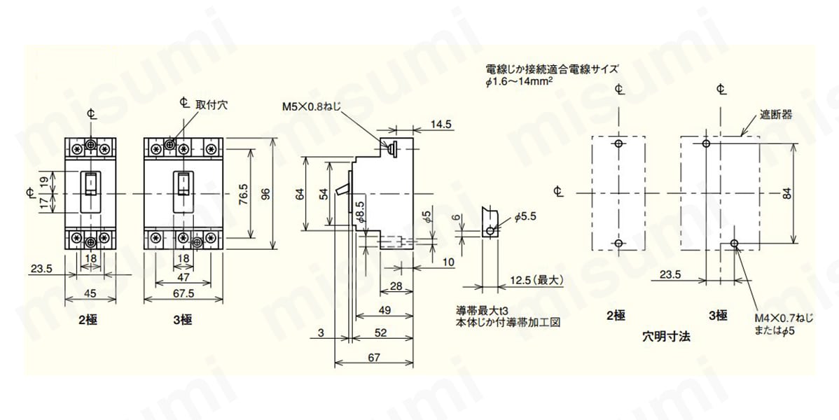 WSーVシリーズ ノーヒューズ遮断器 NF-Cクラス（経済品） 三菱電機 MISUMI(ミスミ)