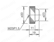 φ25 TWSコントロールユニット 突形ボタン用ボタンカバー 外形図
