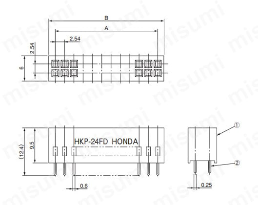 HKP-24FD2の寸法図。
