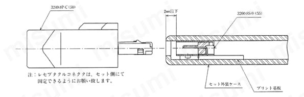 コネクタ実装状態参考図/3240-8P-C（50）/3260-8S※（55） 注意）レセプタクルコネクタは、セット側にて固定できるようにお願いします。