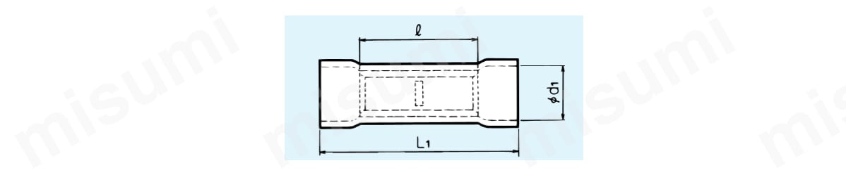 BVB-2 ｱｶ 銅線用絶縁被覆付圧着スリーブ 直線突合せ用スリーブ（BVB形） 大同端子製造 MISUMI(ミスミ)
