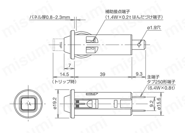 NRFシリーズサーキットプロテクタ 外形図