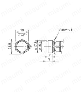 φ16 AP6S形 小形表示灯 (TOP)丸形図