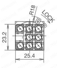 φ22 LWシリーズ 照光セレクタスイッチ 背面ねじ端子形図