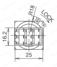 φ22 LWシリーズ 照光セレクタスイッチ 背面プリント基板用端子形図