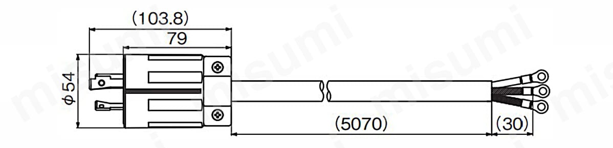 プラグ付コードセット（引掛形・平刃形、15A・20A・30A・60A） アメリカン電機 MISUMI(ミスミ)