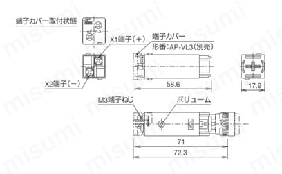 φ16 UZ6形ブザー フリッカユニット 外形図