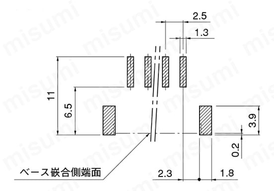 表面実装タイプ サイド型の外形図