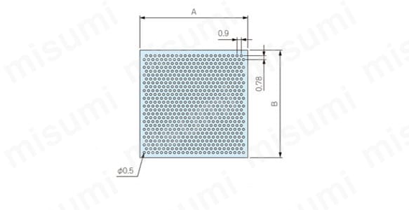 寸法図（穴空径φ0.5（直径0.5mm））