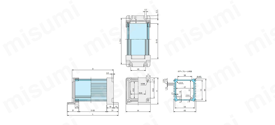 AW型フランジ足付 防水・防塵アルミケース | タカチ電機工業 | MISUMI 