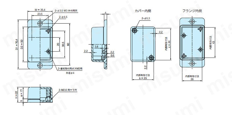 TWF4-2-5の寸法図。