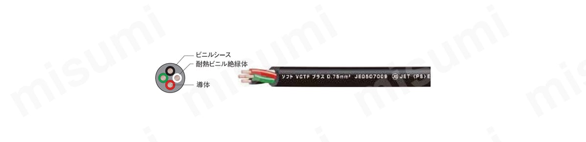 新品　富士電線ソフトVCTFプラス 0.75sq×4芯100m　1巻