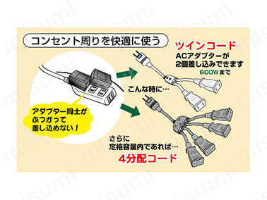 OAタップ 4分配コード 15A | ＥＬＰＡ朝日電器 | MISUMI(ミスミ)