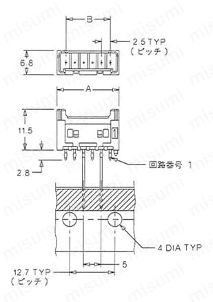 2.5mmピッチ Mini-Lock（TM） ウエハー ストレートタイプ 53375