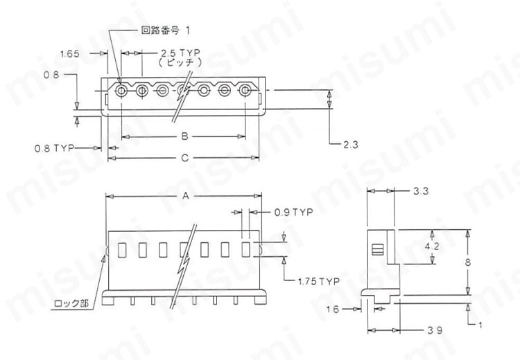 2.5mmピッチ Mini-SPOX（TM） ハウジング 5264 | モレックス | MISUMI 