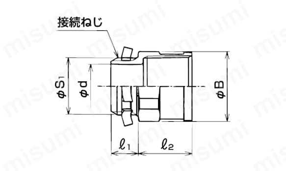 ノックアウト用コネクタ 厚鋼電線管おねじ付の外形図