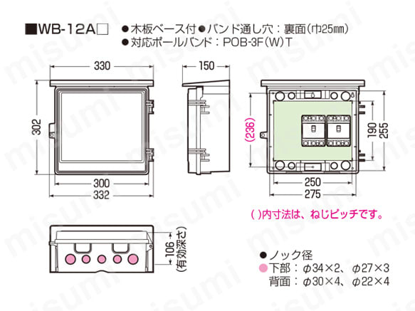 型番 | ウオルボックス 屋根付（ヨコ型） | 未来工業 | MISUMI(ミスミ)