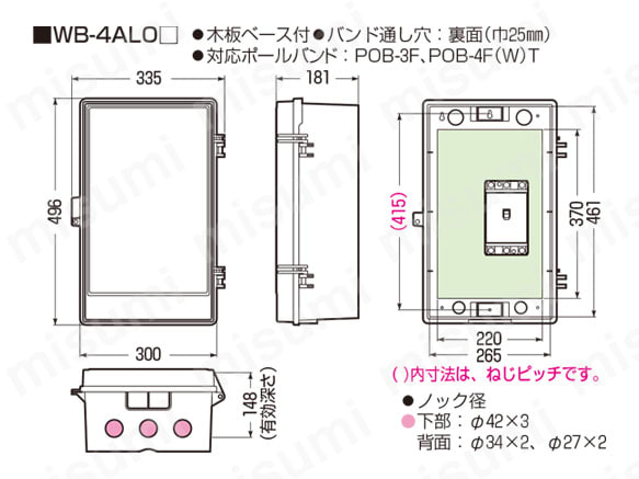 WB-4ALOの寸法図