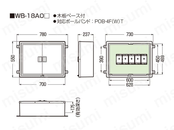 WB-12AOJ | ウオルボックス 屋根無（ヨコ型） | 未来工業 | MISUMI(ミスミ)