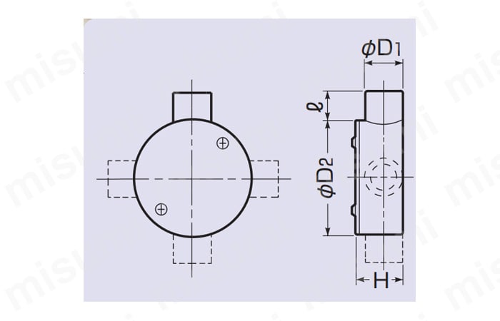 露出用丸形ボックス（平蓋）（3方出） | 未来工業 | MISUMI(ミスミ)