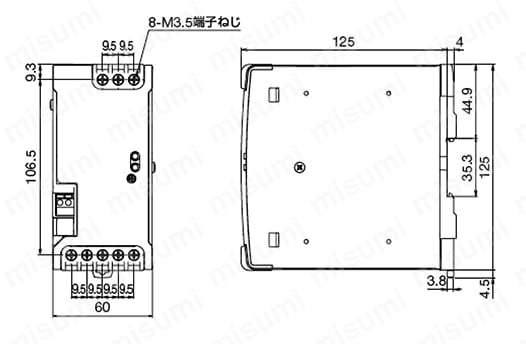 PS6R形スイッチングパワーサプライ本体 外形図02