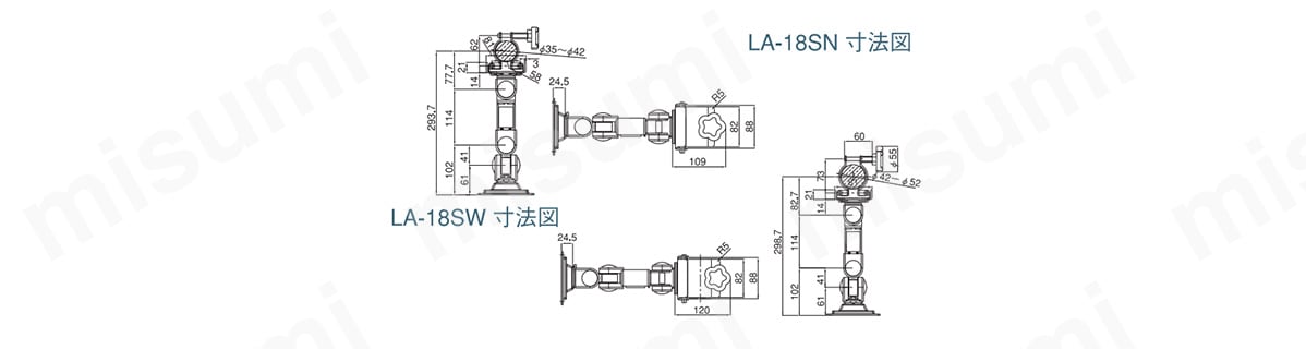 LA-17SW | 小型アーム（支柱取付タイプ） | モダンソリッド | MISUMI