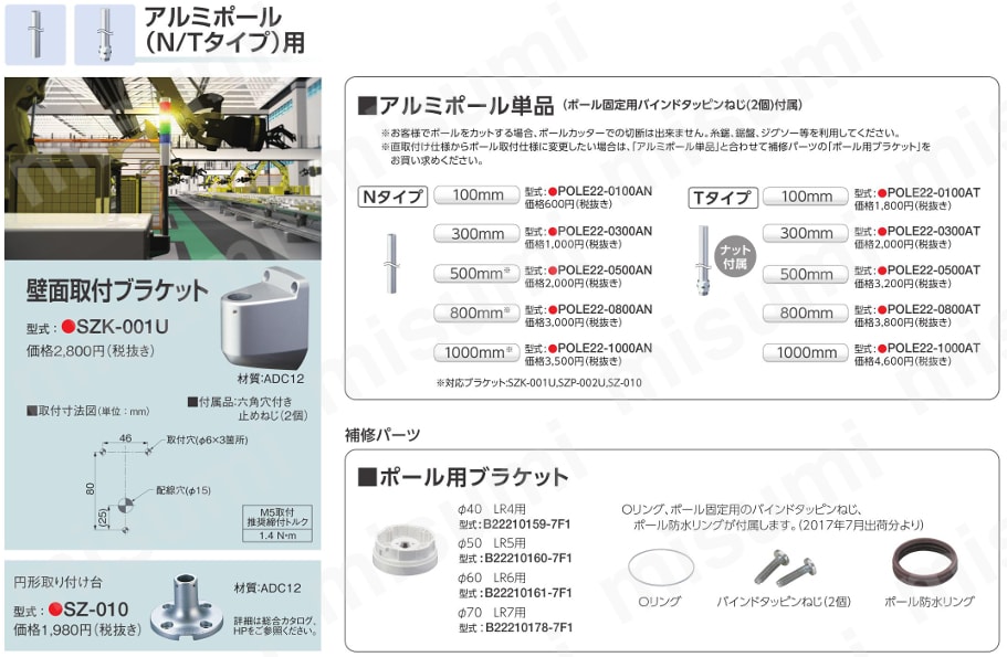シグナルタワー　積層信号灯　LRシリーズ オプションパーツ:関連画像