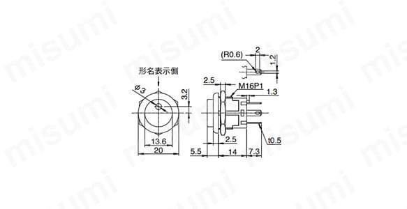 部分照光タイプ 照光式押ボタンスイッチ LP01シリーズ:関連画像