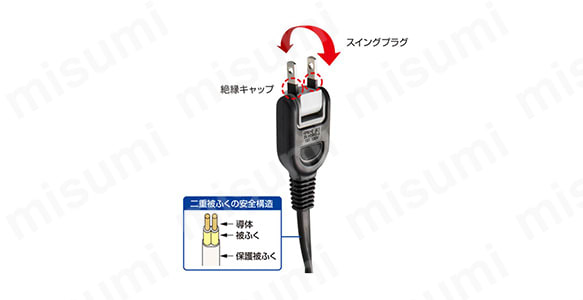 ACアダプタ専用電源延長コード(2分岐・2P・2個口・ブラック):関連画像