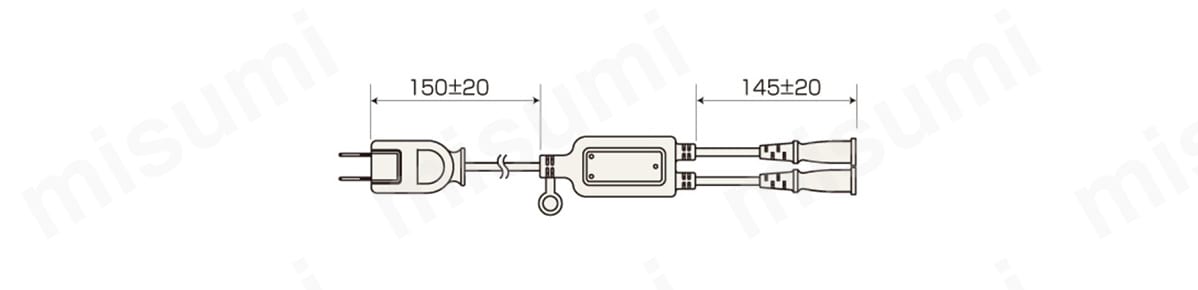 ACアダプタ専用電源延長コード(2分岐・2P・2個口・ブラック):関連画像