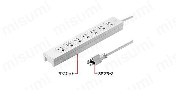 電源タップ(3P・7個口・3m) TAP-F37-3 | サンワサプライ | MISUMI(ミスミ)