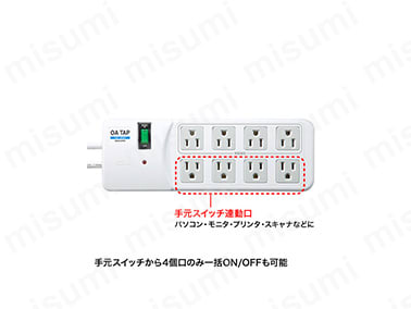 雷ガードタップ（3P・8個口・2.5m・ホワイト） TAP-SP307