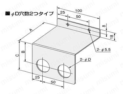 ABCパーツ（ボタン・スイッチ取付金具）（PBK） 外形図2