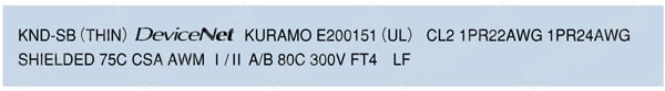 FAネットワークケーブル DeviceNet用 KND-SBシリーズ 印刷表示2