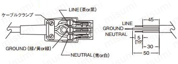 IEC規格　ソケット(UL、CSA)／C15、C19:外形図
