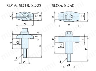 ダブルスイングクランプS型 外形図