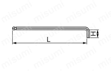 首下ショートロングボールポイントL形レンチ BL-Sの寸法図