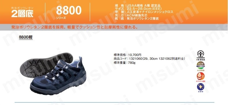安全スニーカー 8800シリーズ 紺 8800NA:関連画像