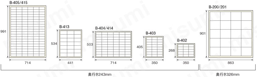 B-403 パーツキャビネット 間口 350～863mm ホーザン MISUMI(ミスミ)