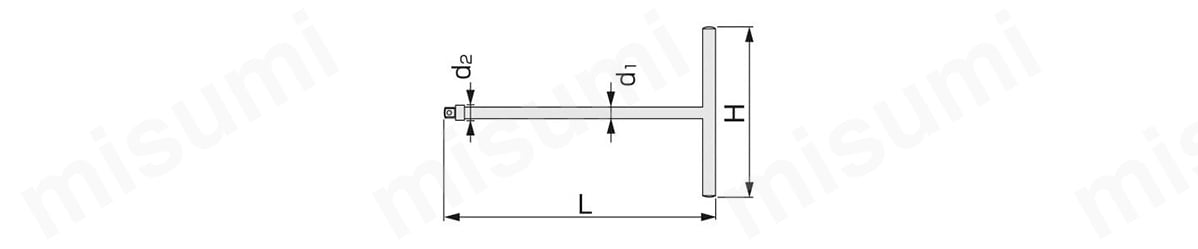 T型ハンドル（TH3270）の寸法図