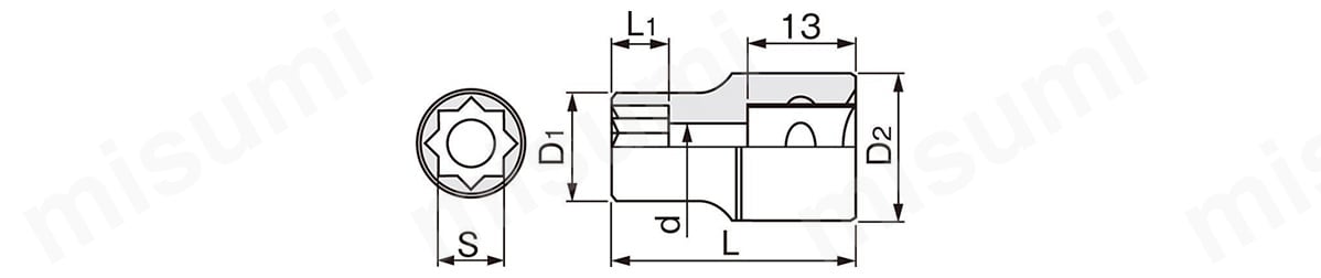 ソケットの寸法図