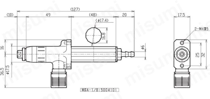マイクロスピンドル MSA-1/8の寸法図