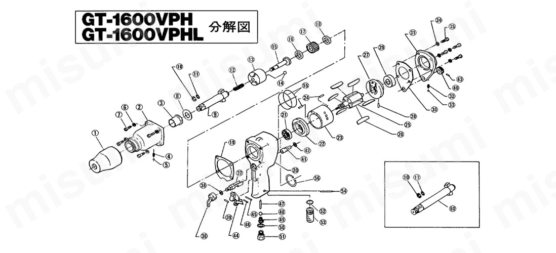 超軽量インパクトレンチ（オイルレス） GT-1600VPH ベッセル MISUMI(ミスミ)