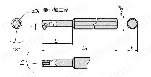 SN形ミニバイト SN R/L-2/3 内径ねじ切り 鋼シャンク:関連画像