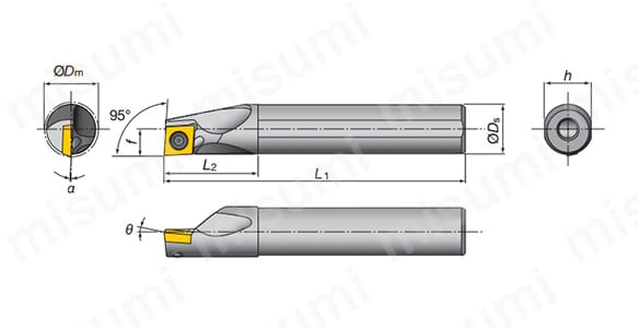 A12M-SCLPR08-D140 | 内径加工用バイト StreamJetBar SCLPR／L形