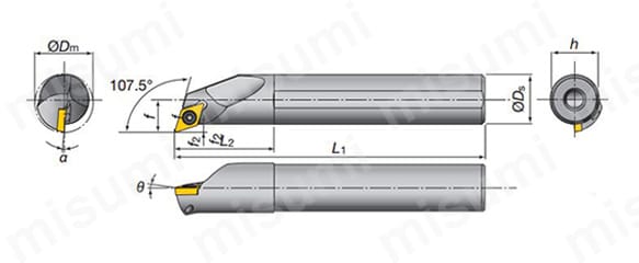 E20S-SDUCR11-D270 | 内径・倣い加工用バイト StreamJetBar SDUCR／L形