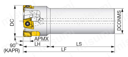 縦インサート型ねじ止め式直角肩加工用柄付きカッタ EPM11形